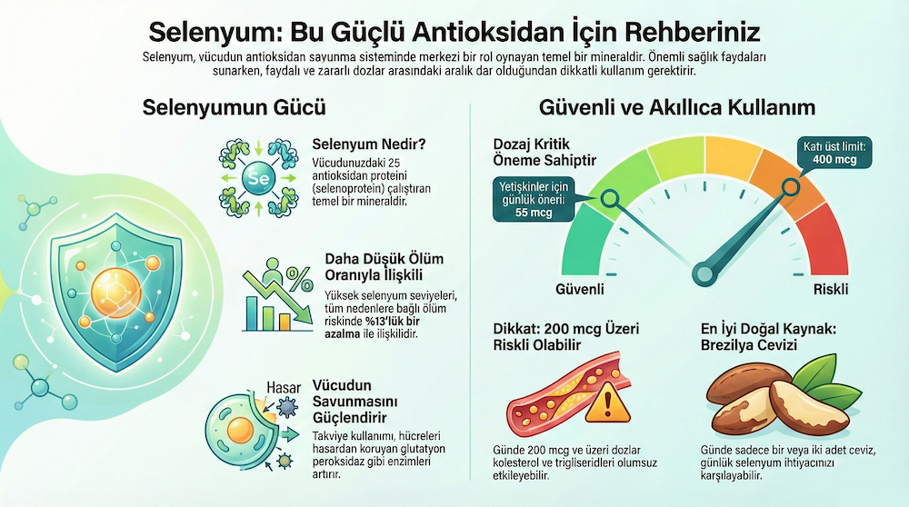 Selenyum Antioksidan Faydası İnfografik