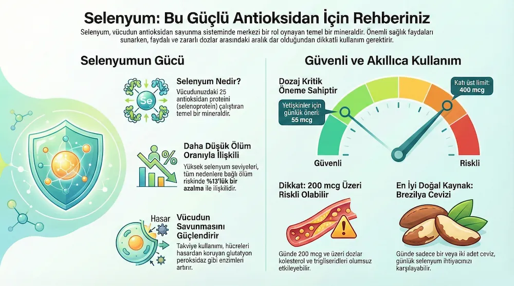 Selenyum Antioksidan Faydası İnfografik