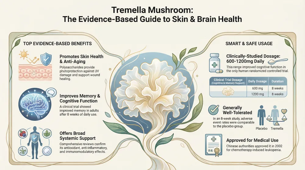 tremella mushroom benefits infographic