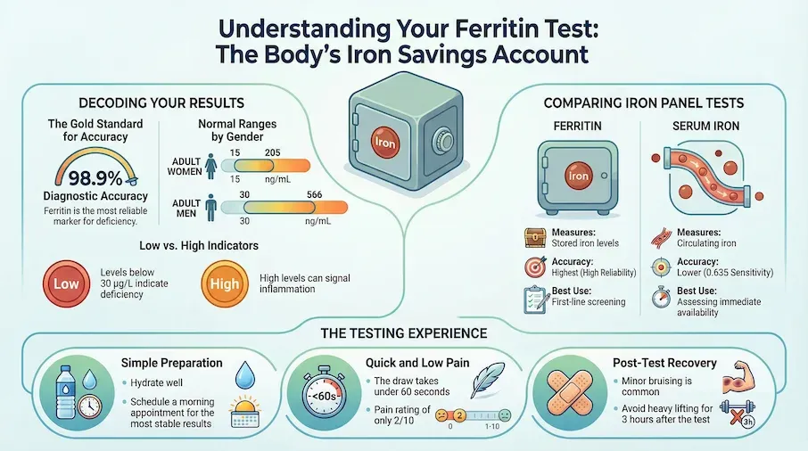 iron panel ferritin test infographic