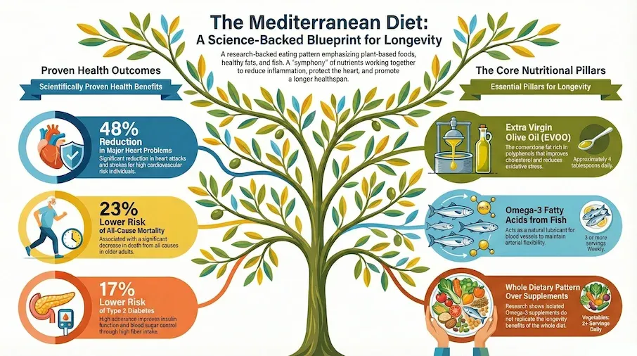 mediterranean diet benefits infographic