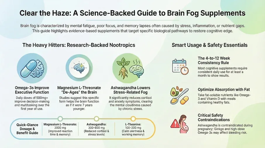 brain fog supplements infographic