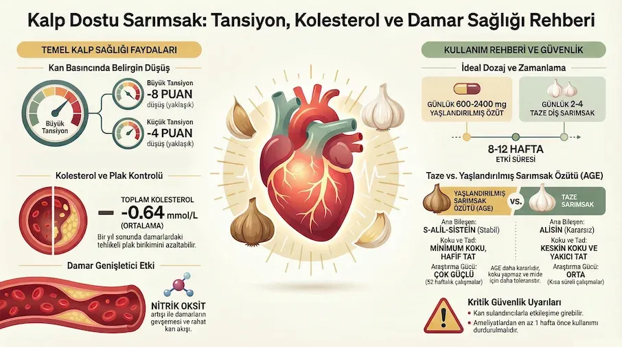 kalp icin sarimsak faylari infografik